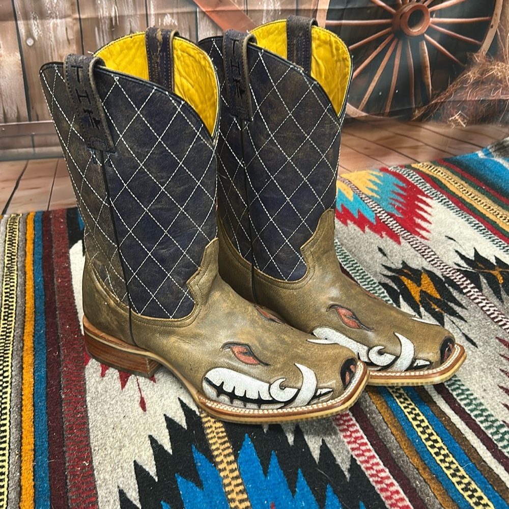 Men's Tin Haul Not Boaring Brown Western Square Toe Cowboy Boots Size 11 D